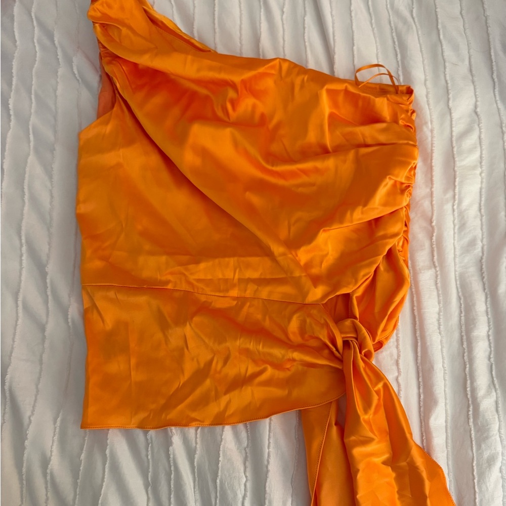 Glam Orange One-Shoulder top